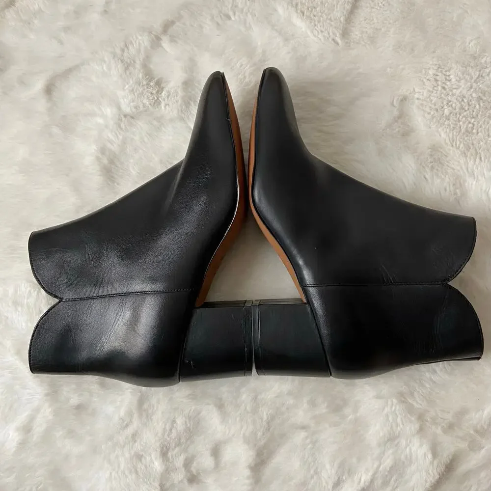 Cole Haan Elyse Black Leather Block Heel Booties Size 8.5